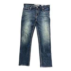 Buckle‎ BKE Tyler Blue Jeans Mens 36L Stretch Straight Leg Thick Stitch (38x33)